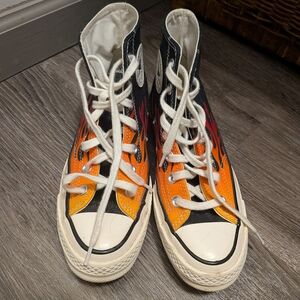 Converse Kids High-Top Sneakers in Black and Orange